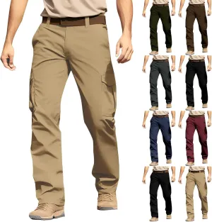Chinos Pants Men Slim Fit Cargo Pants Stretch Relaxed Fit Jogger Sweatpants Straight Fit Hiking Work Pants w/Pockets