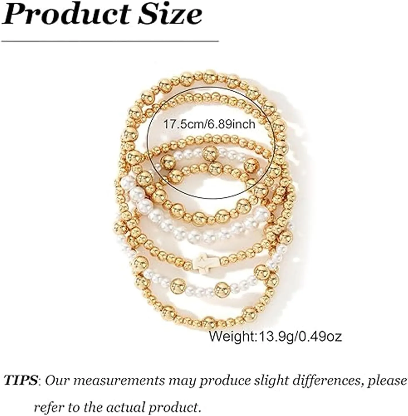 choice of all Gold Bracelets for Women Trendy Beaded Bracelet Non Tarnish Stack Cross Pearl Beaded Stretch Bracelets Jewelry Gifts for Women