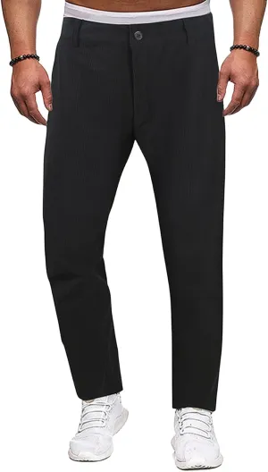 Classic Fit Stretch Corduroy Pants for Men Causal Relaxed Fit Tapered Sweatpants Athletic Slim Fit Straight-Leg