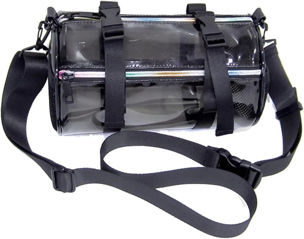 Clear Jelly Shoulder Bag for Men & Women PVC Laser Crossbody Bag Cylinder Transparent Satchel Fashion Purse