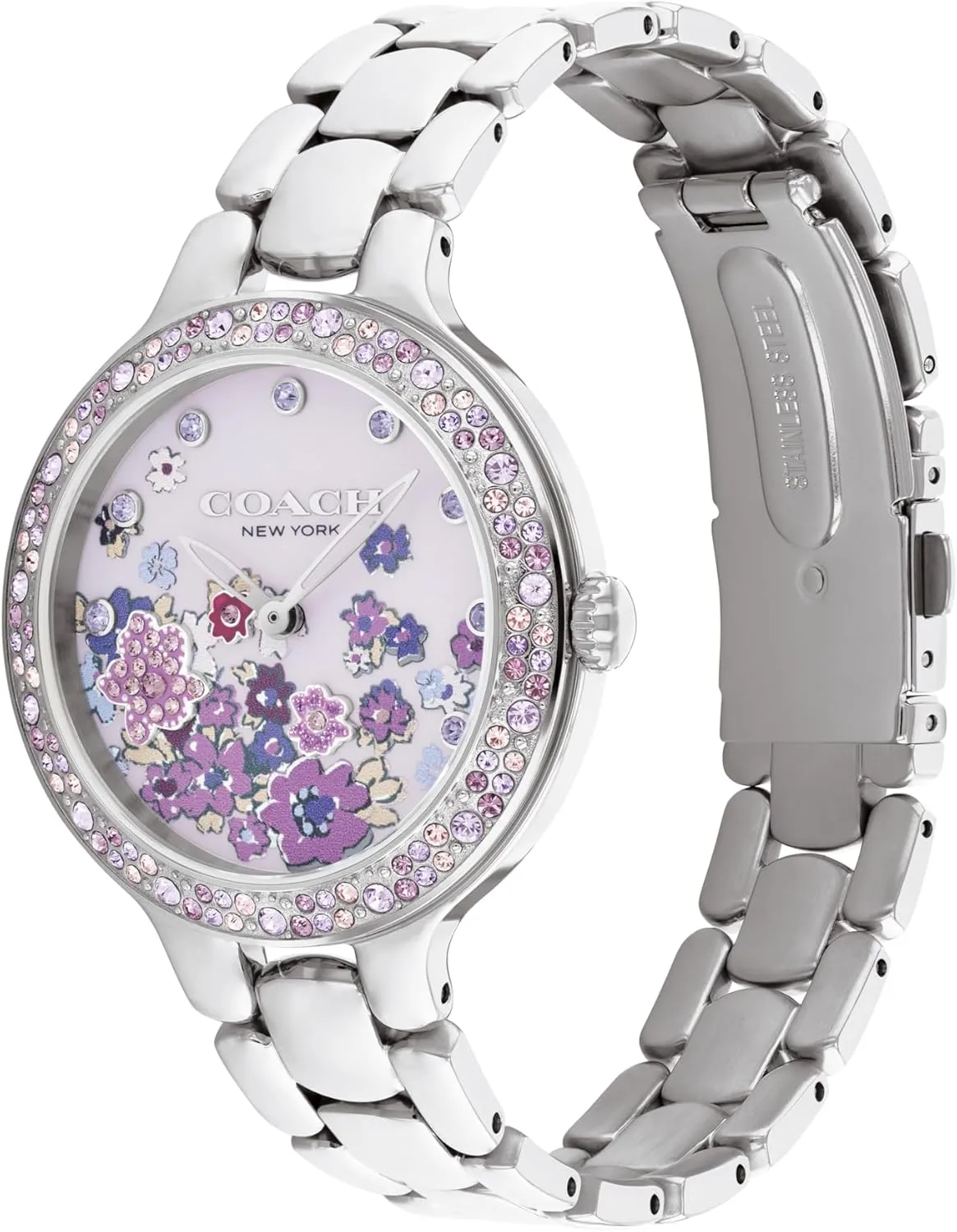 COACH Chelsea Women's 2H Quartz Watch - 36mm Stainless Steel Bracelet - Crystal-Set Bezel with Floral Design - Premium Fashion Timepiece - Gift for Her