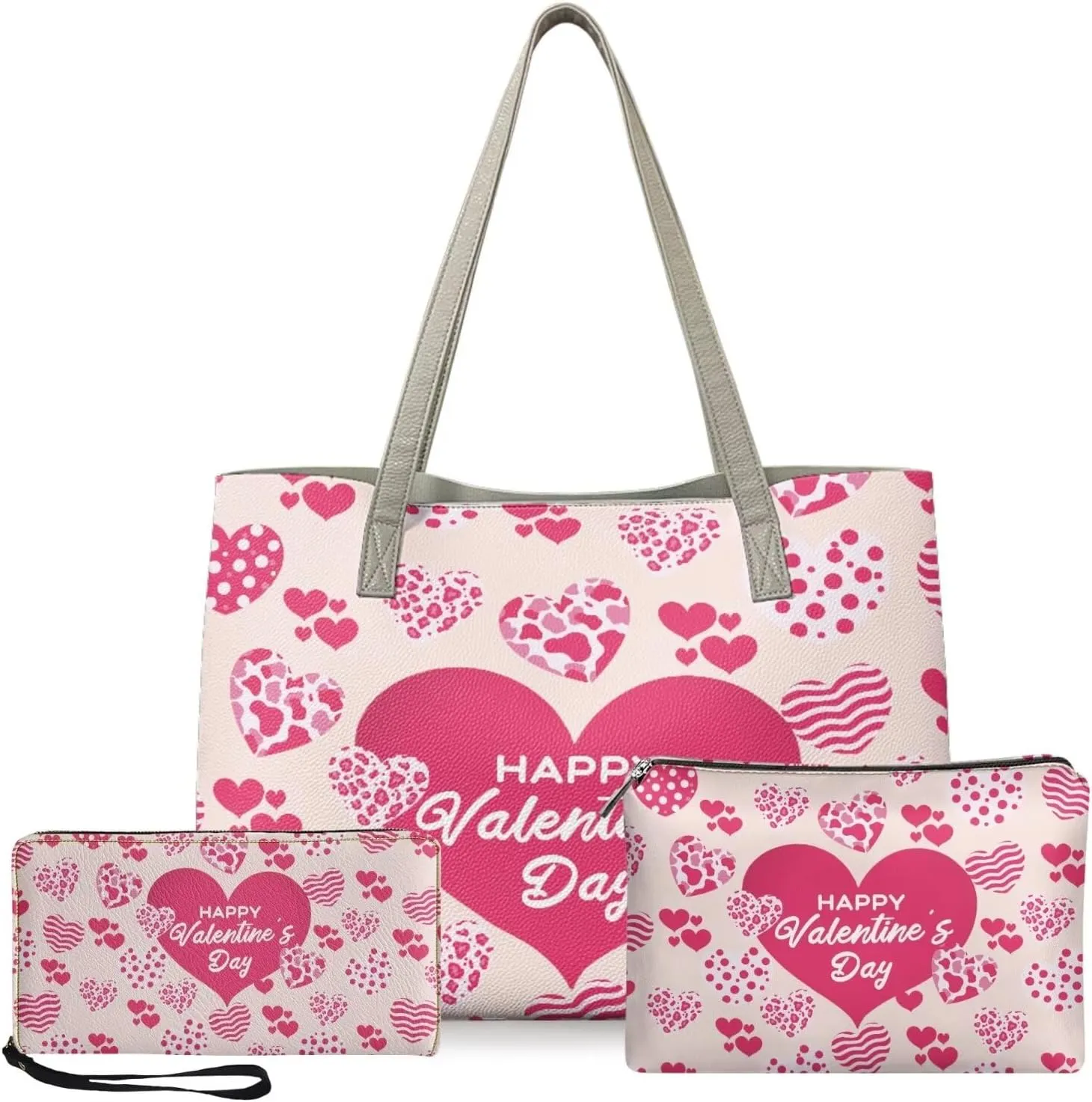 Coldinair Valentine's Day Leather Tote Handbags for Women Purse and Wallet Set,Large Satchel Handbags Shoulder Tote Bag
