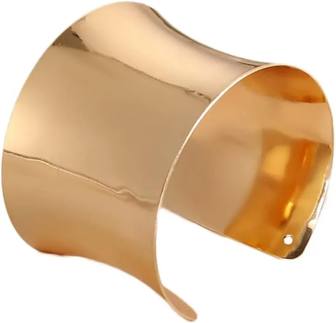 COLORFUL BLING Adjustable Irregular Hollow Out Open Wide Bangle for Women Simple Punk Smooth Chunky Statement Open Bangles Bracelet Wrist Jewelry