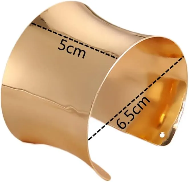 COLORFUL BLING Adjustable Irregular Hollow Out Open Wide Bangle for Women Simple Punk Smooth Chunky Statement Open Bangles Bracelet Wrist Jewelry