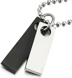 COOLSTEELANDBEYOND Minimalist Mens Stainless Steel Two-Pieces Dog Tag Pendant Necklace