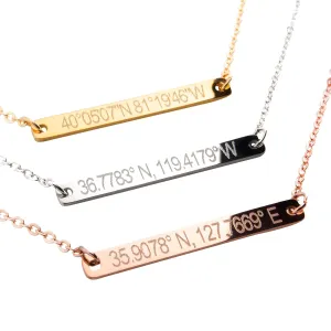 Coordinate Necklace Custom Name Personalized Personalized Coordinate Bar Necklace, Custom Necklace