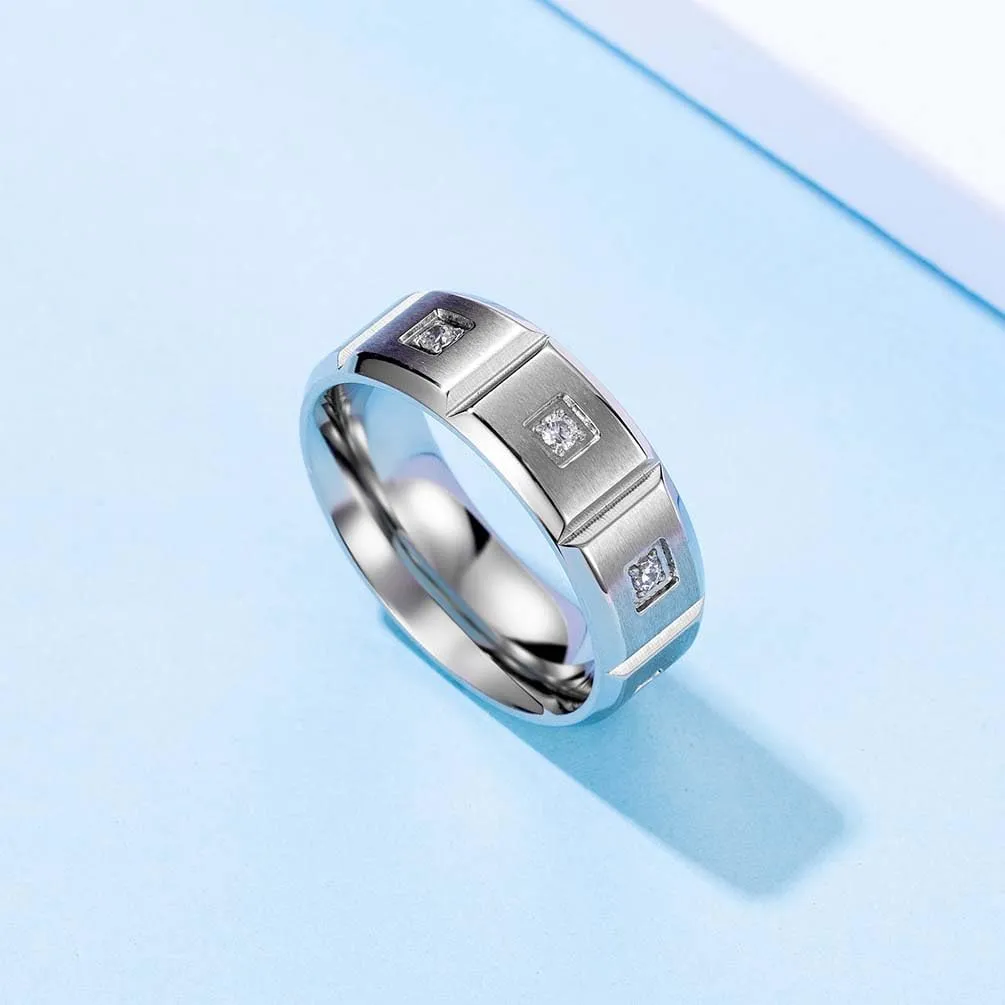 Couple Rings White Gold Plated 925 Sterling Silver Ring Pear 1.5CT AAAAA CZ Women Wedding Ring Sets Men Titanium Steel Ring