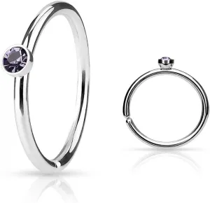 Covet Jewelry Tiny Crystal Set Side 316L Surgical Steel Nose Hoop Cut Rings