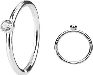 Covet Jewelry Tiny Crystal Set Side 316L Surgical Steel Nose Hoop Cut Rings