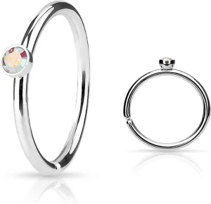 Covet Jewelry Tiny Crystal Set Side 316L Surgical Steel Nose Hoop Cut Rings