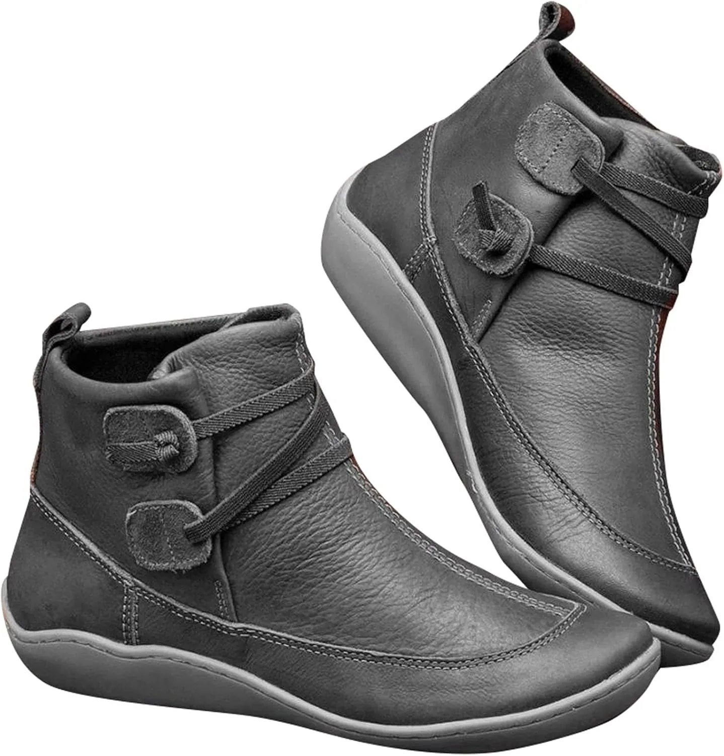 Cowboy Ankle Boots for Women Boots for Women Heeled Boot Women's Black Combat Boots Womens Leather Ankle Boots Flat Women Lace Up Buckle Belt High Heels Platform Ankle Boots