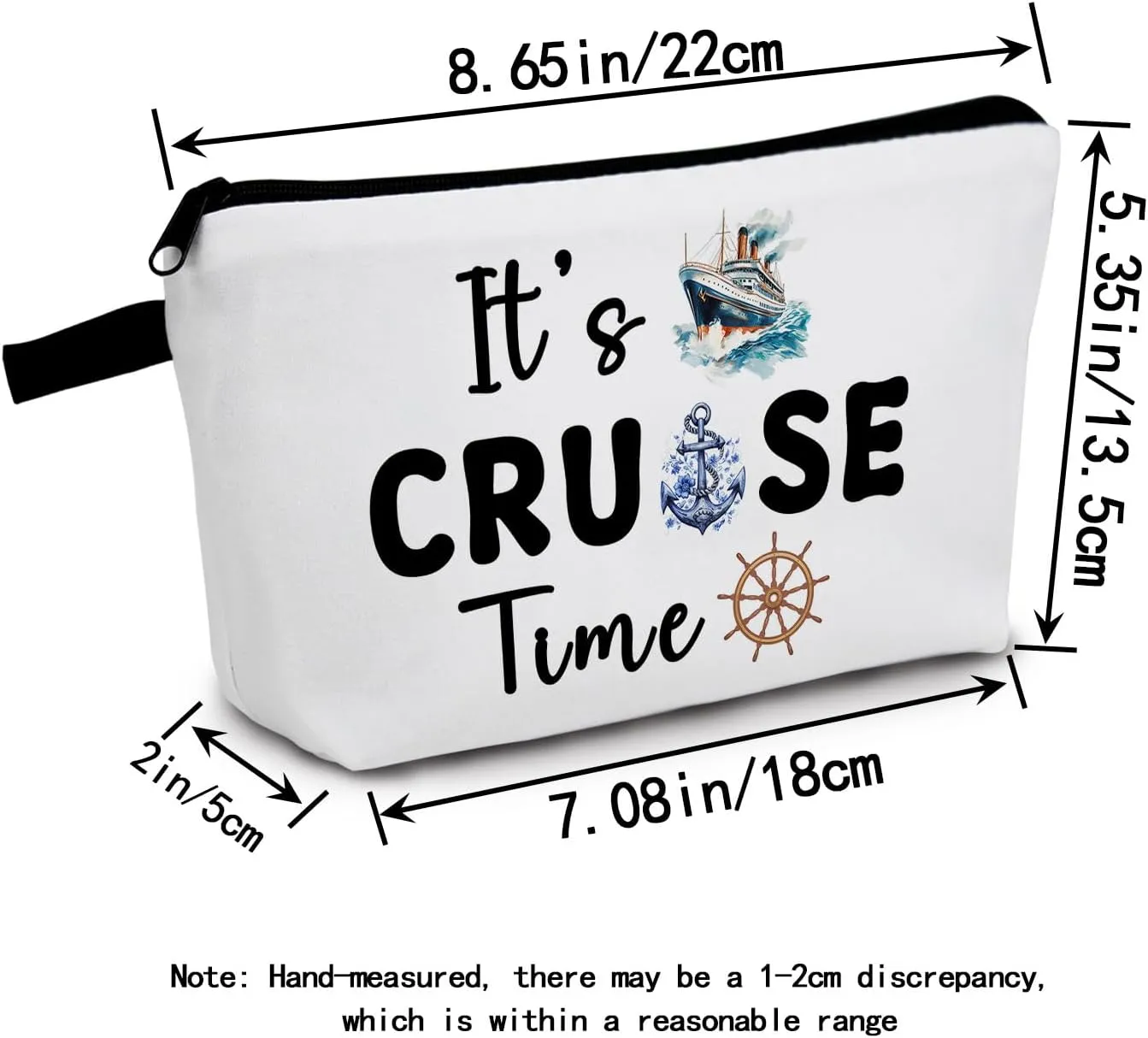 Cruise Vacation Cosmetic Make Up Bag Funny Summer Beach Vacation Travel Case Beach Gift It's CRUISE Time Makeup Zipper Pouch Bag For Best Friend Travel Organizer Zipper for Cruise Trip