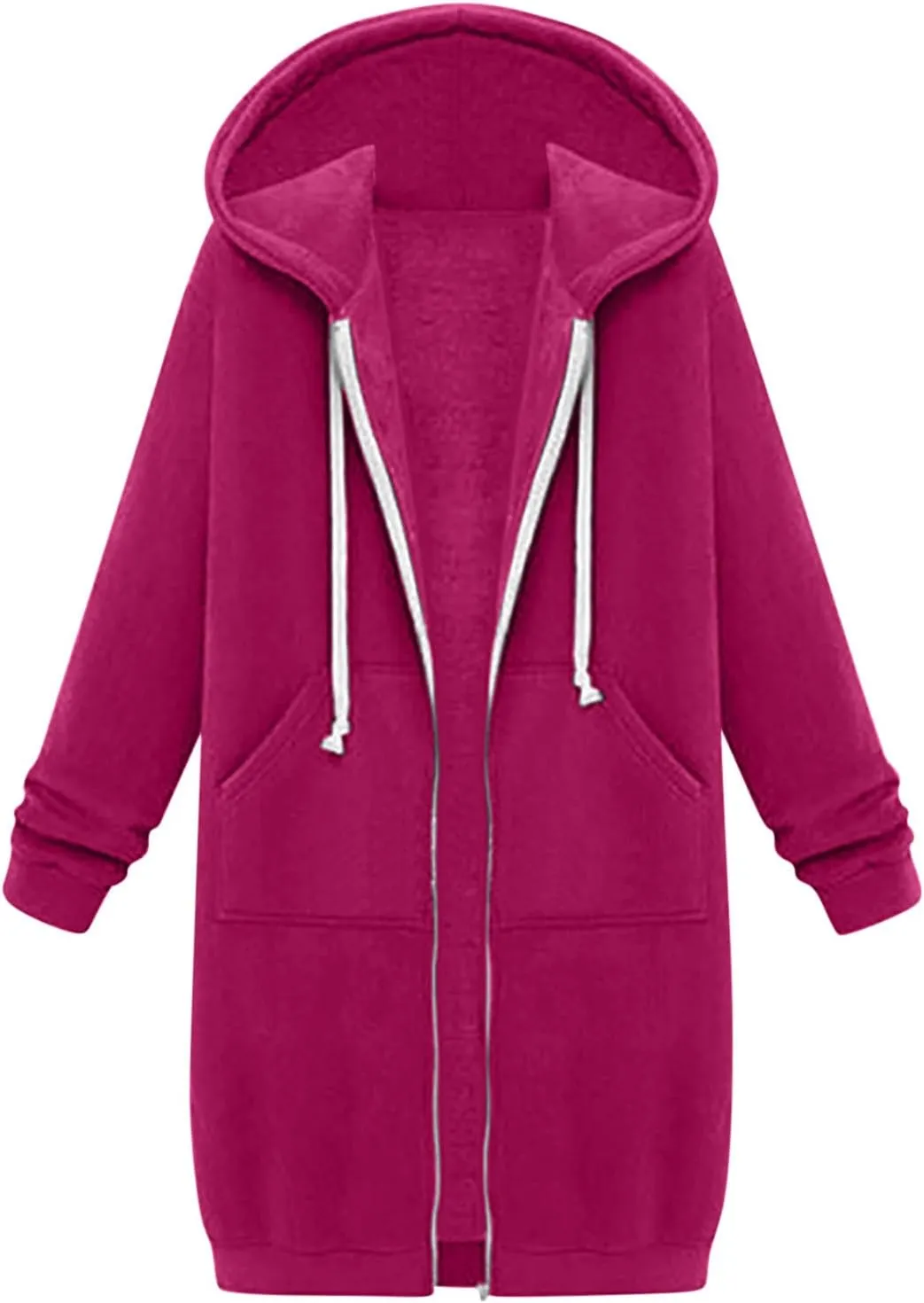 ctdiral Womens Casual Full Zip Up Hoodie Long Sleeve Hooded Long Sweatshirt Outerwear Casual Pockets Tunic Jacket Plus Size