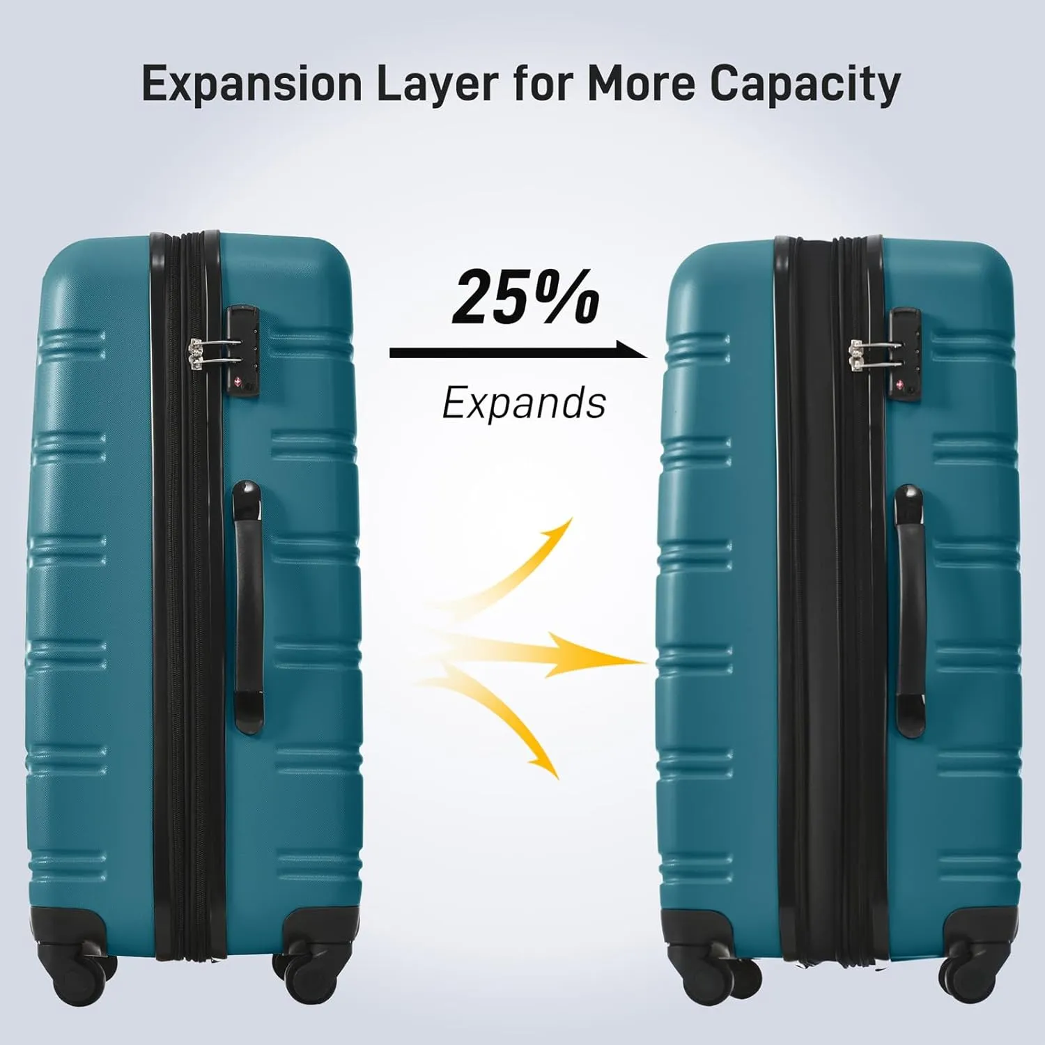 CuisinSmart Luggage Sets of 2 Piece Carry On Suitcase Airline Approved,Hardside Expandable Spinner Wheels 20 * 28inch Amber green
