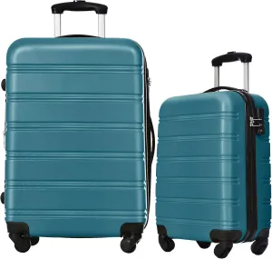 CuisinSmart Luggage Sets of 2 Piece Carry On Suitcase Airline Approved,Hardside Expandable Spinner Wheels 20 * 28inch Amber green