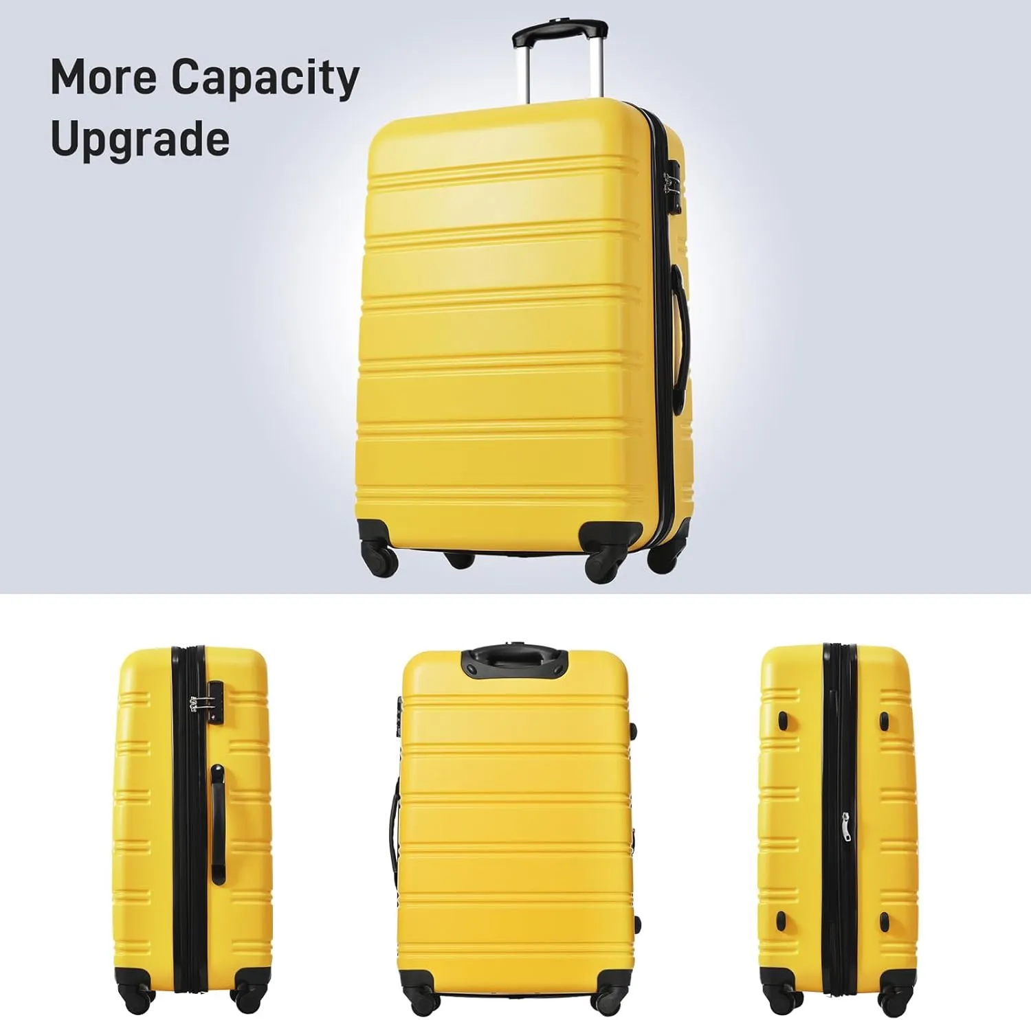 CuisinSmart Luggage Sets of 2 Piece Carry On Suitcase Airline Approved,Hardside Expandable Spinner Wheels 20 * 28inch Yellow