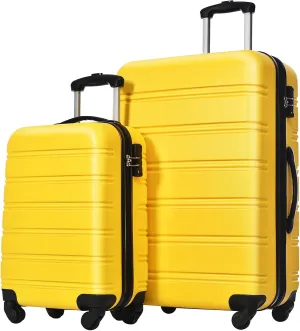 CuisinSmart Luggage Sets of 2 Piece Carry On Suitcase Airline Approved,Hardside Expandable Spinner Wheels 20 * 28inch Yellow