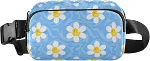 Custom Chamomile Flowers Duck Blue Fanny Pack for Women Waterproof Belt Bag Hip Pack Cute Waist Pouches for Men