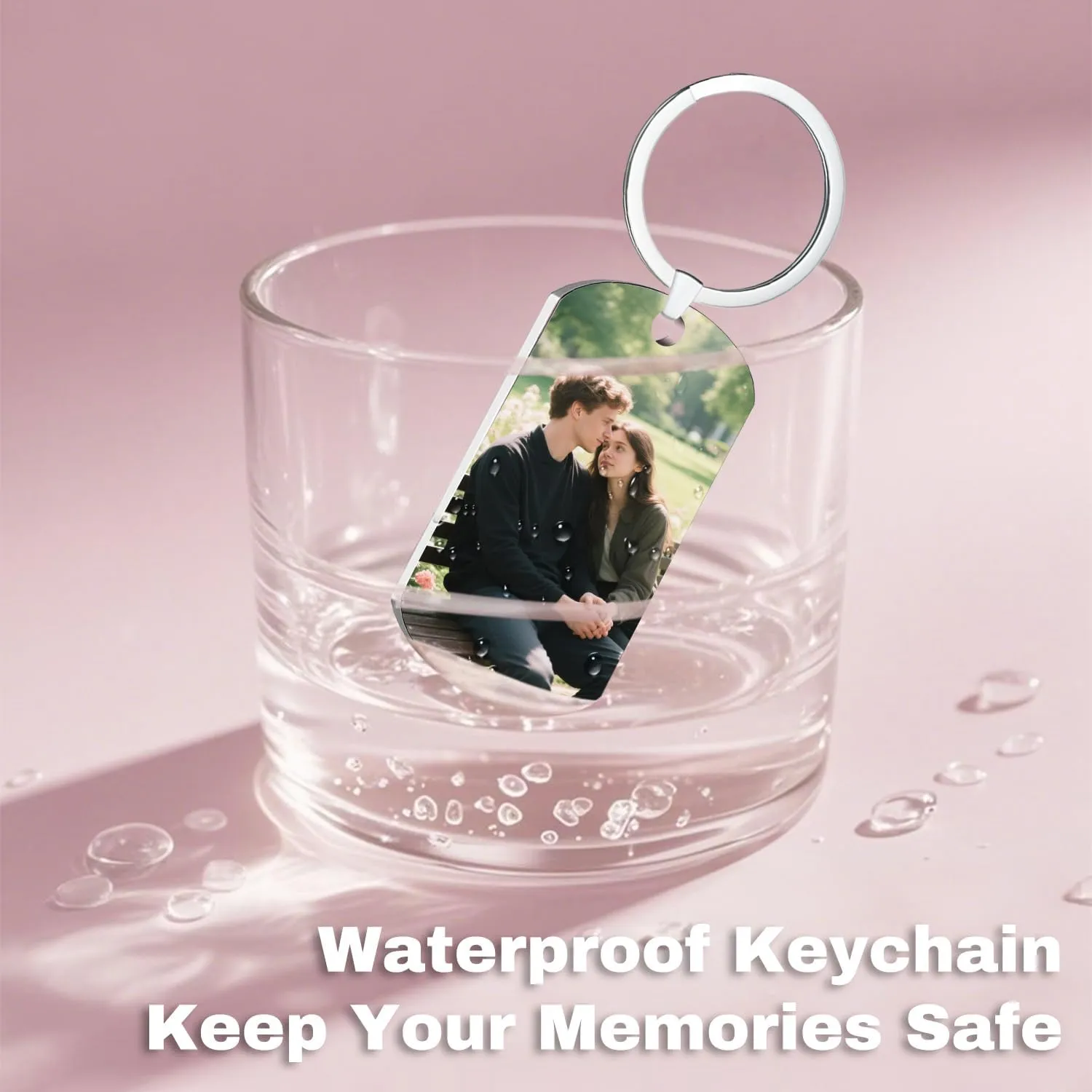 Custom Keychain with Picture Customized Double-sided Gifts for Boyfriend, Family, Lover, Dad