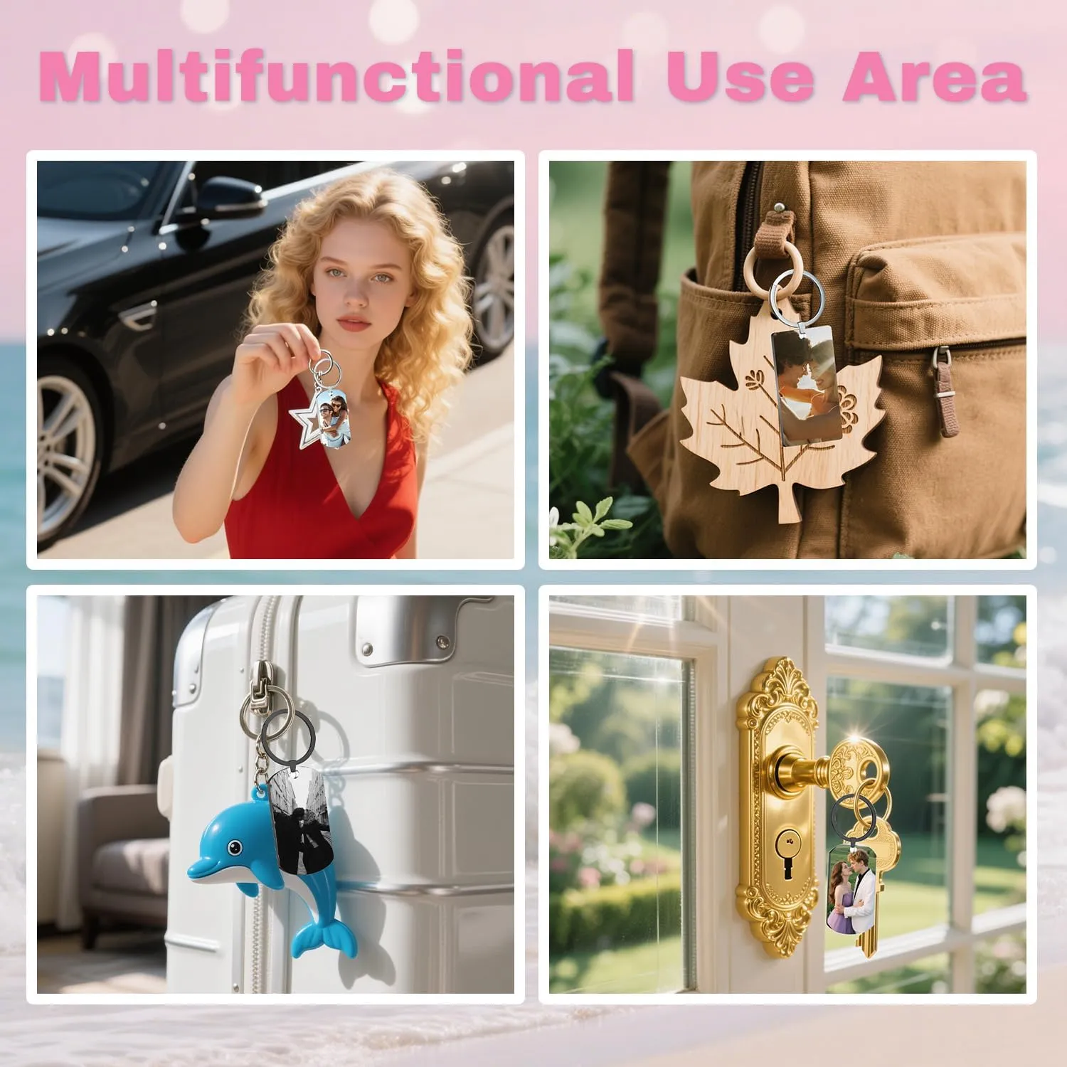 Custom Keychain with Picture Customized Double-sided Gifts for Boyfriend, Family, Lover, Dad