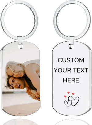 Custom Keychain with Picture Customized Double-sided Gifts for Boyfriend, Family, Lover, Dad