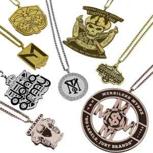 Custom Logo Engraved Necklace Pendant Charm in Gold, Silver & Rose Gold | Personalized Pendant | Logo Necklace for Women & Men