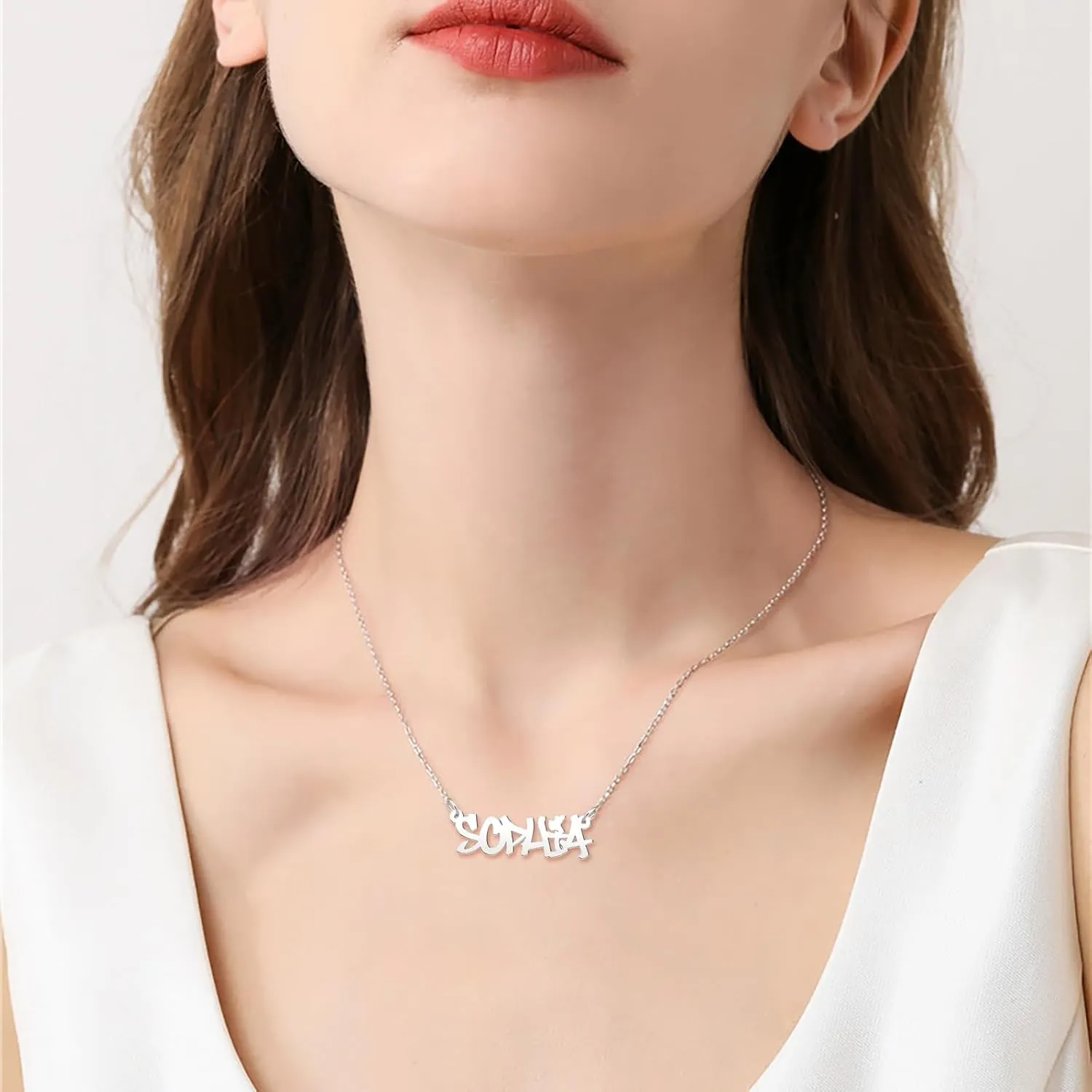 Custom Name Necklace for Women Personalized Name Necklaces with Heart 18K Gold Plated or Sterling Silver Nameplate Customized Pendant Jewelry Gift