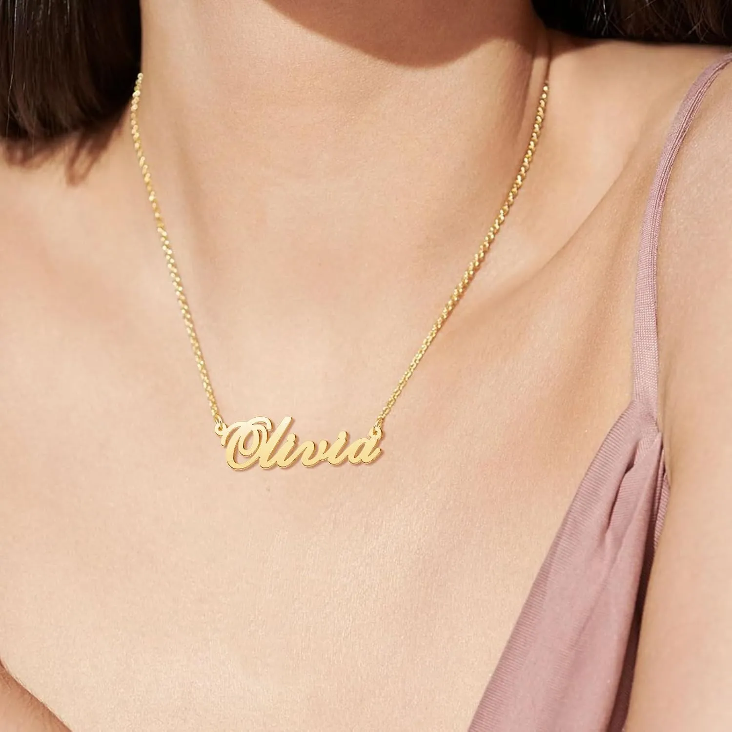 Custom Name Necklace for Women Personalized Name Necklaces with Heart 18K Gold Plated or Sterling Silver Nameplate Customized Pendant Jewelry Gift