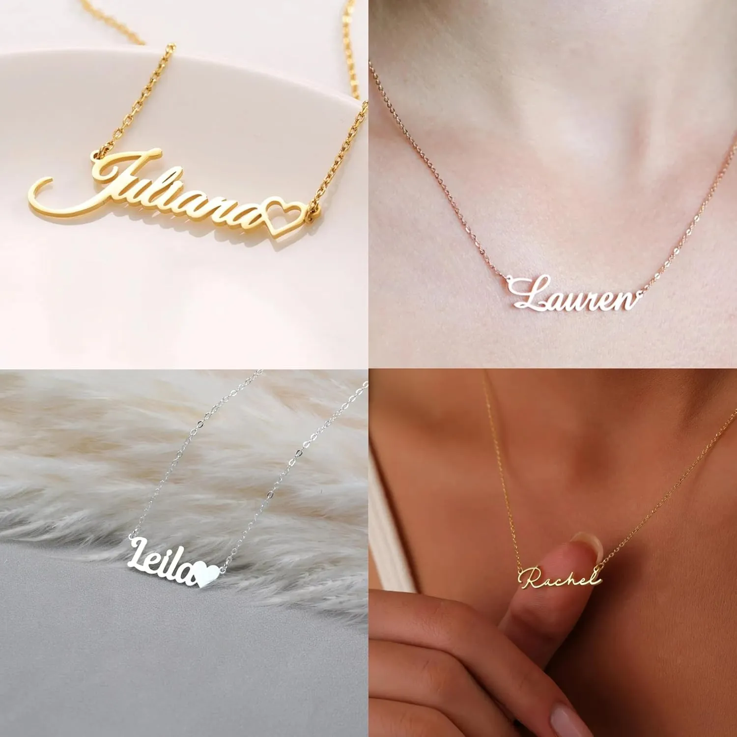 Custom Name Necklace for Women Personalized Name Necklaces with Heart 18K Gold Plated or Sterling Silver Nameplate Customized Pendant Jewelry Gift
