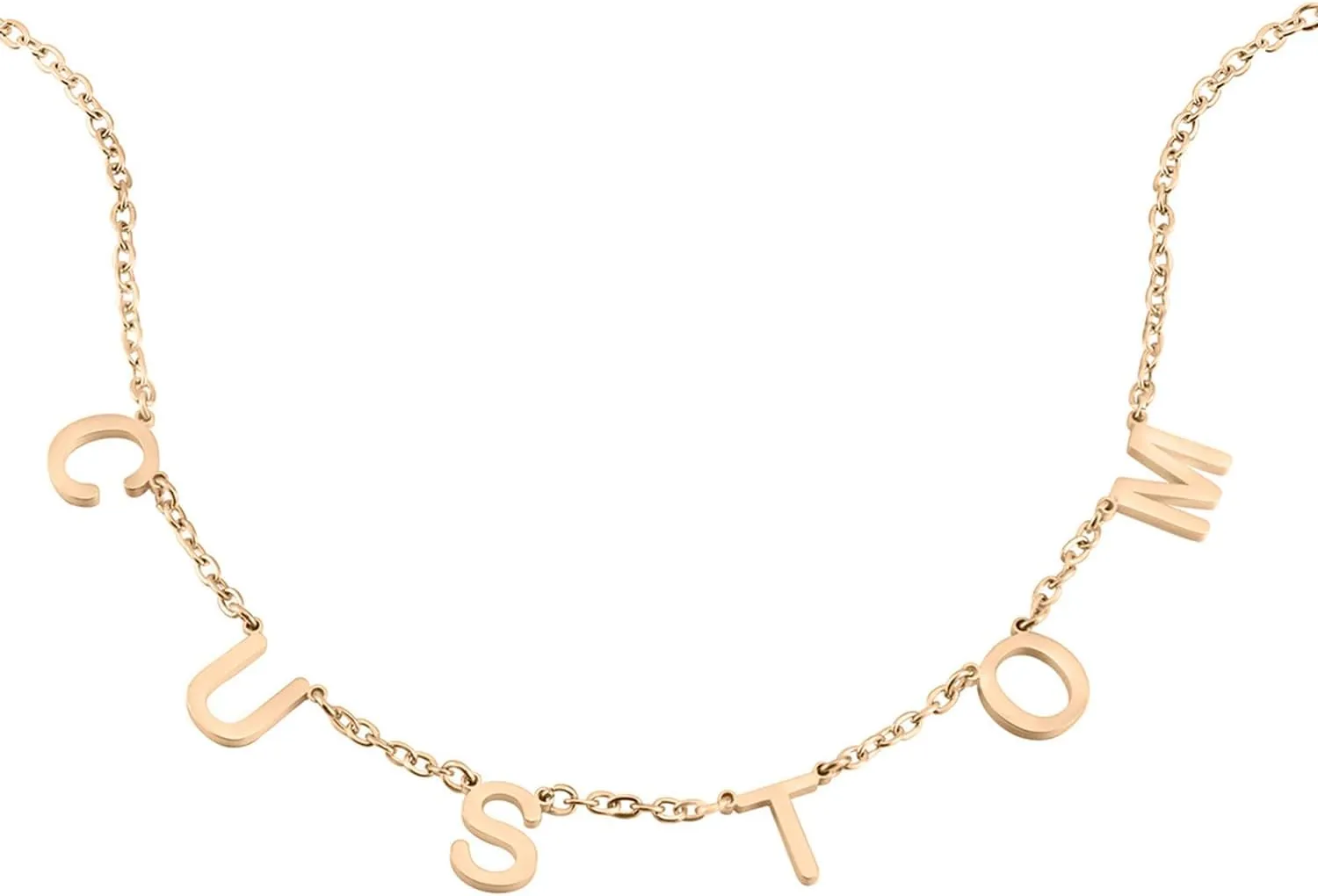 Custom Name Necklace Personalized Necklace With Name Plate Necklace Letter Necklace Gold Silver Rose Customized Initial Jewelry Gift For Women Custom Necklace With Chain Pendant