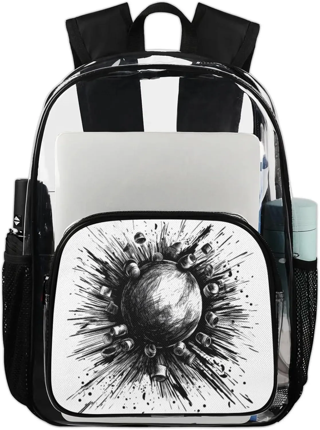 Customizable Clear Backpack for Women Men,Clear Bag for Stadium Events With Waterproof PVC Plastic Material,Bowling - L