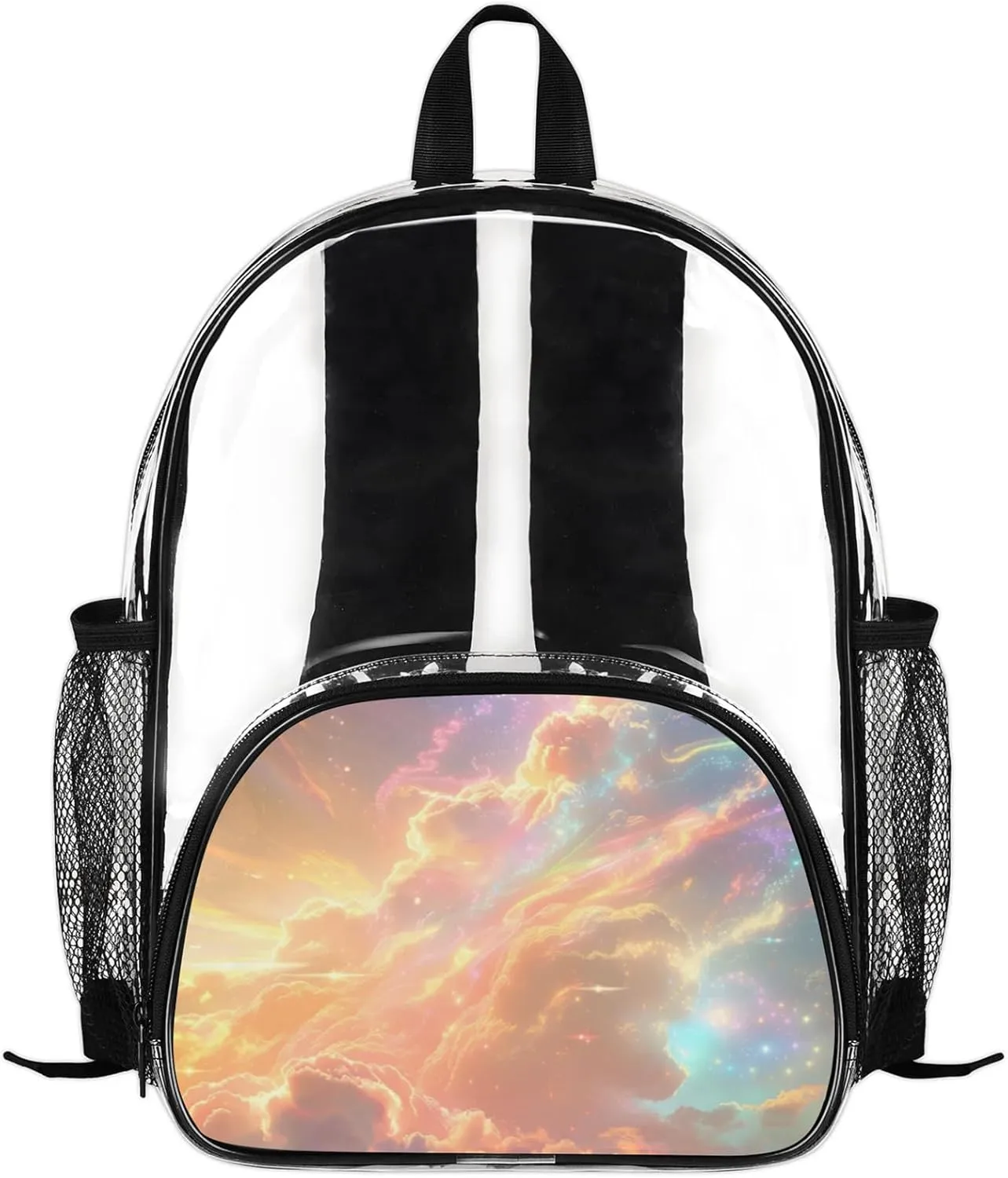 Customizable Clear Backpack for Women Men,Clear Bag for Stadium Events With Waterproof PVC Plastic Material,Bright Cloud - M