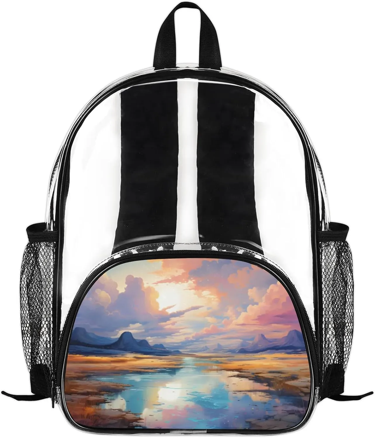 Customizable Clear Backpack for Women Men,Clear Bag for Stadium Events With Waterproof PVC Plastic Material,Great River - M