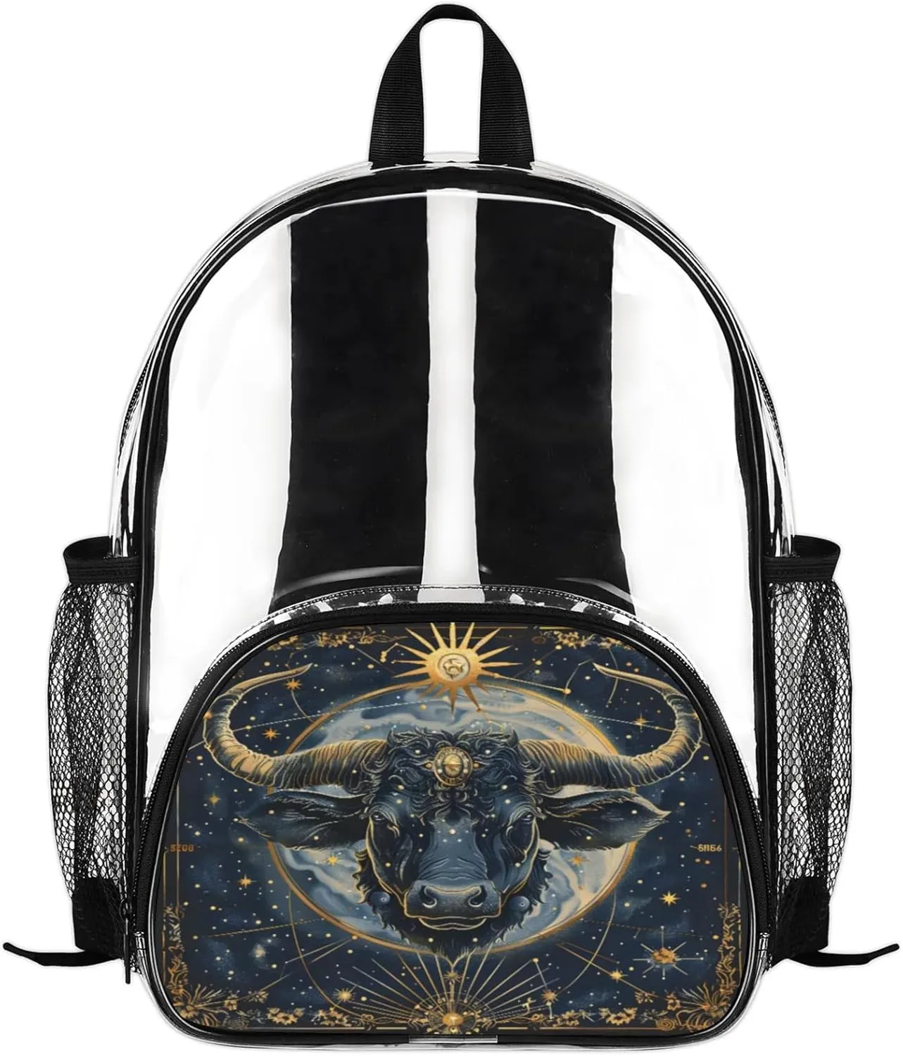 Customizable Clear Backpack for Women Men,Clear Bag for Stadium Events With Waterproof PVC Plastic Material,Taurus - M