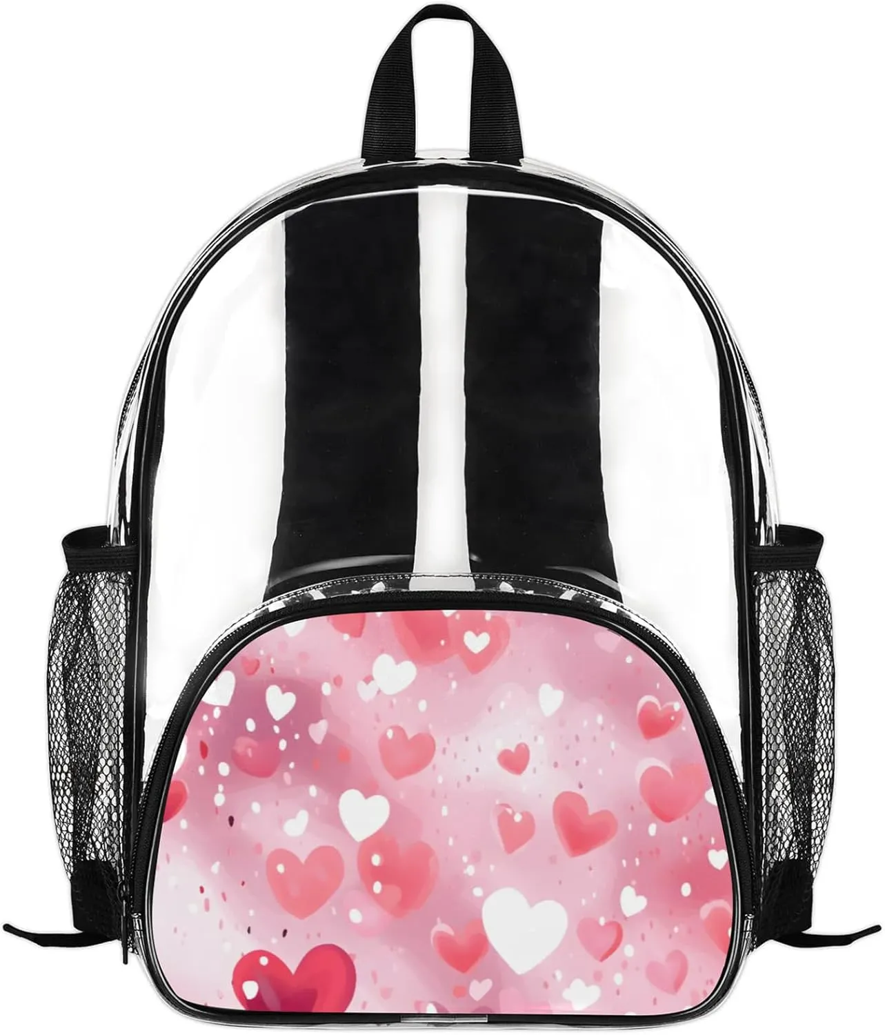 Customizable Clear Backpack for Women Men,Clear Bag for Stadium Events With Waterproof PVC Plastic Material,Valentine Day Cute Love - M