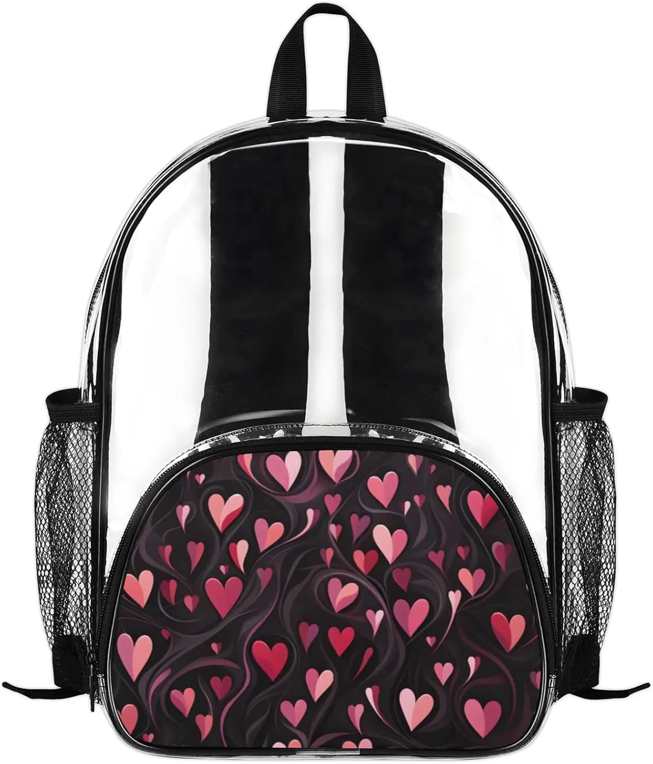 Customizable Clear Backpack for Women Men,Clear Bag for Stadium Events With Waterproof PVC Plastic Material,Valentine Day Lovely Love - M