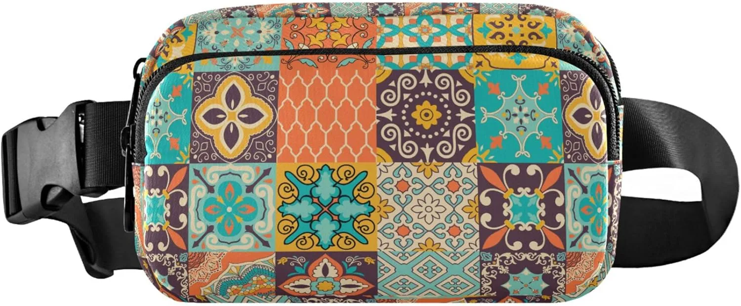 Customized Colorful Geometric Mandala Fanny Packs Women Cartoon Hip Pack Belt Bag Waterproof Waist Purse for Women
