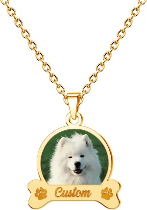 Customized Picture Necklace Personalized Dog Cat Pet Name Necklace with Photo and Name Necklaces for Women Memory Animal Friend