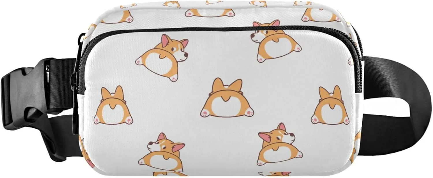 Cute Corgi Butt Cartoon Womens Fanny Pack Festival Large Hip Belt Bag Waterproof Waist Purse for Women