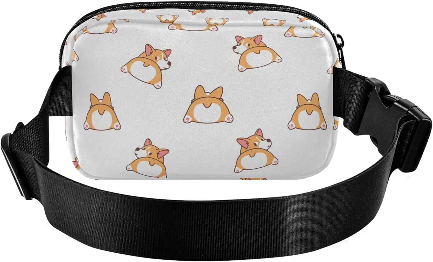 Cute Corgi Butt Cartoon Womens Fanny Pack Festival Large Hip Belt Bag Waterproof Waist Purse for Women