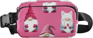 Cute Gnome Pink Fanny Pack for Women Colorful Belt Bag Hip Pouch Waterproof Cross Body Waist Pack