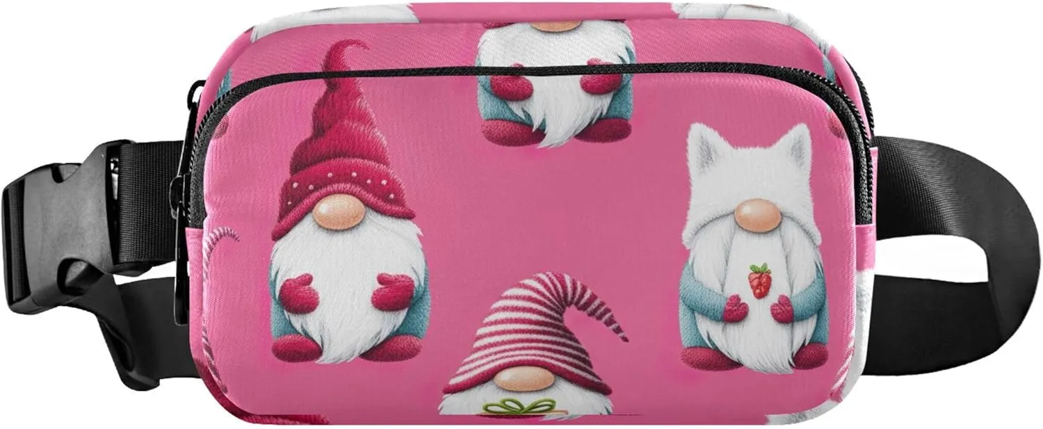 Cute Gnome Pink Fanny Pack for Women Colorful Belt Bag Hip Pouch Waterproof Cross Body Waist Pack