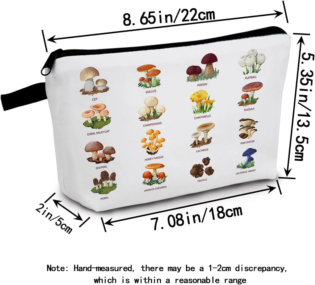 Cute Mushroom Printed Makeup Bag for Purse Travel Makeup Bag Large Capacity Makeup Bag Organizer Bag Zipper Pouch