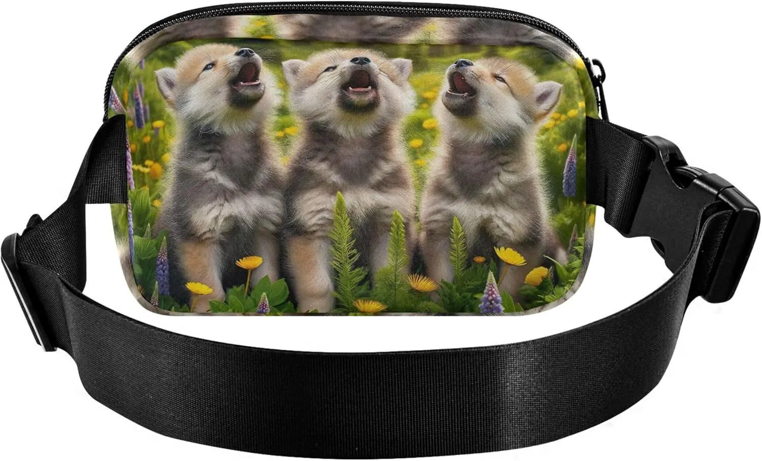Cute Wolf Forest Green Waterproof Fanny Packs for Women Belt Bags Hip Pack Designer Travel Waist Pack for Men
