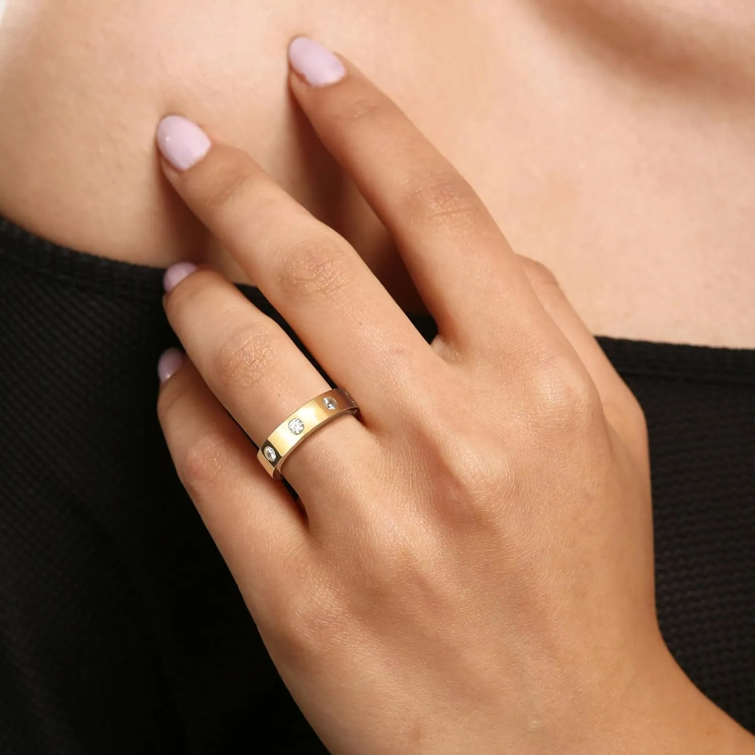 Dainty Eternity Wedding Rings for Women | Moissanite or Lab Grown Emerald 925 Sterling Silver 14K Gold Plated Stackable Band Non Tarnish | Birthday Jewelry Gifts for Her Size 5-10