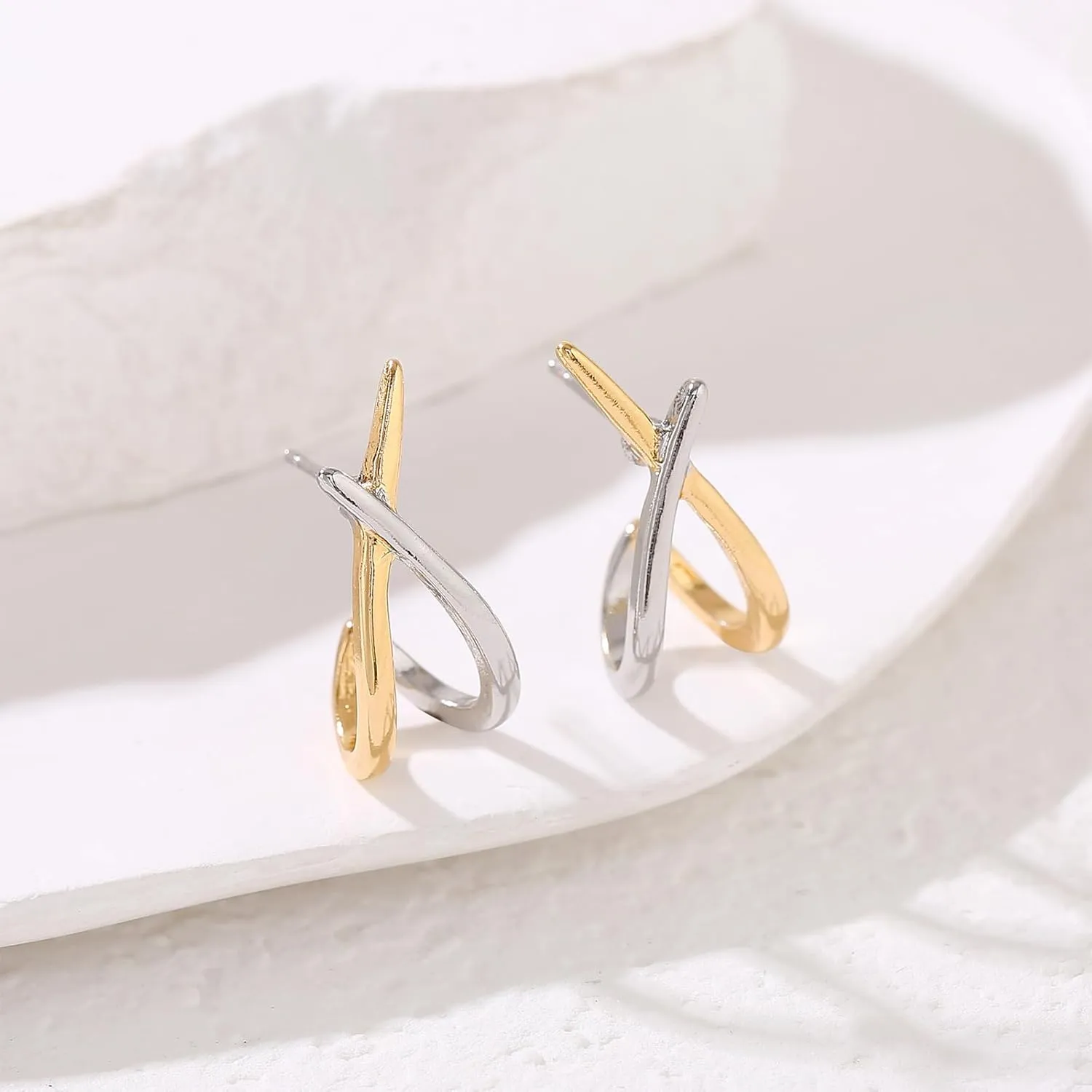 Dainty Gold Stud Earrings - Trendy Minimalist Hypoallergenic Statement Earrings for Women