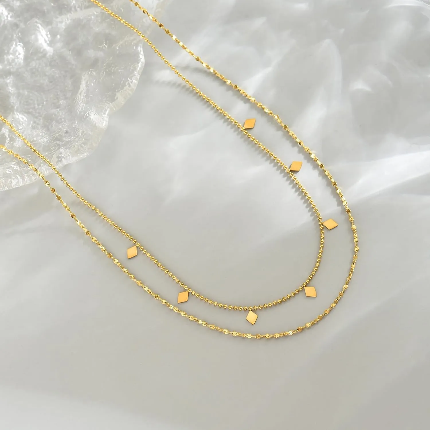Dainty Layered Necklaces for Women 18K Gold Plated Tiny Cross Choker Necklace Coin Star Charm Pendant Necklace Trendy Jewelry