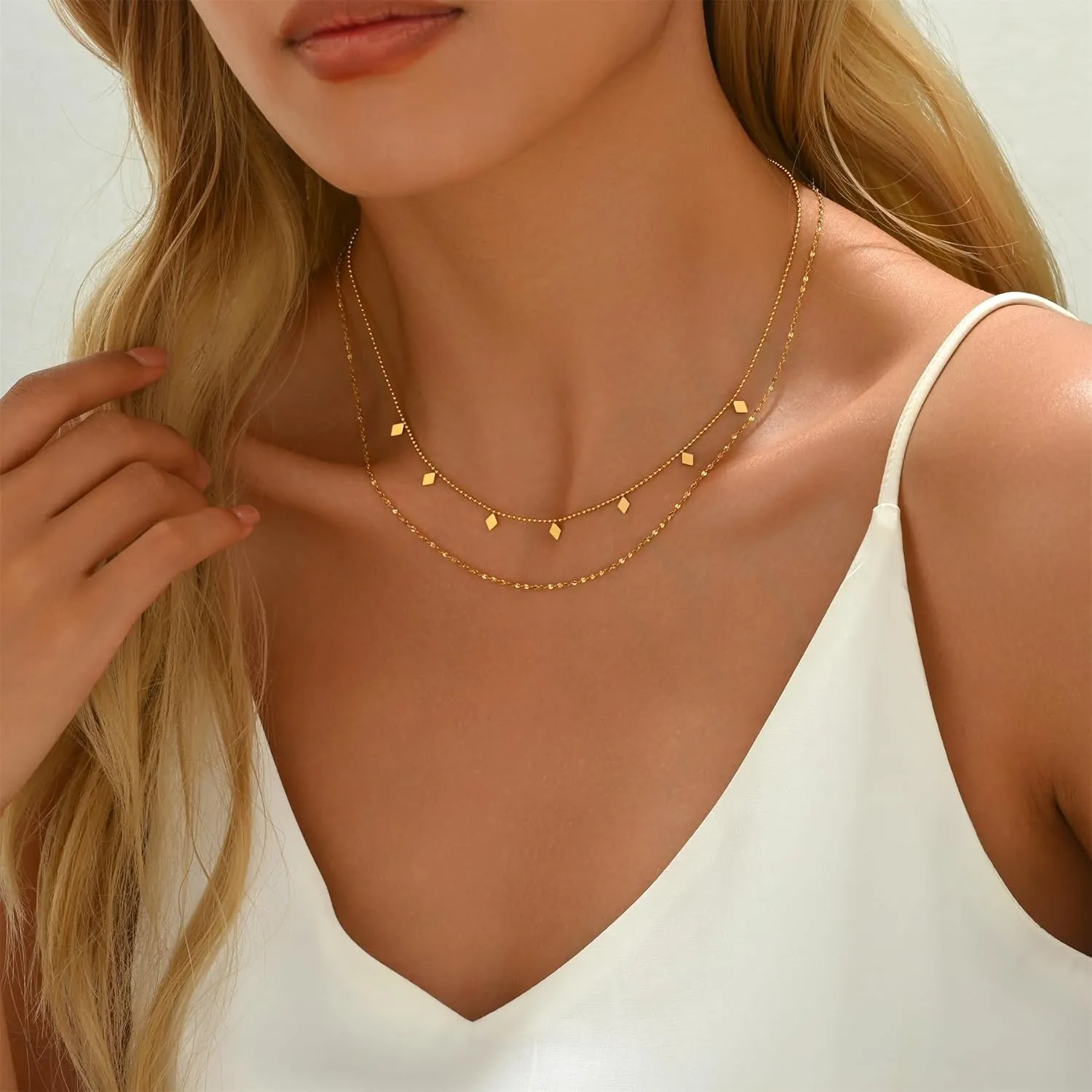 Dainty Layered Necklaces for Women 18K Gold Plated Tiny Cross Choker Necklace Coin Star Charm Pendant Necklace Trendy Jewelry