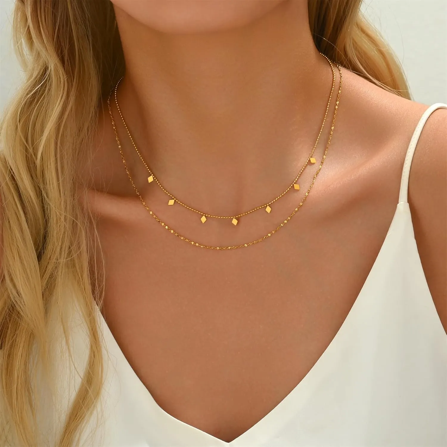 Dainty Layered Necklaces for Women 18K Gold Plated Tiny Cross Choker Necklace Coin Star Charm Pendant Necklace Trendy Jewelry