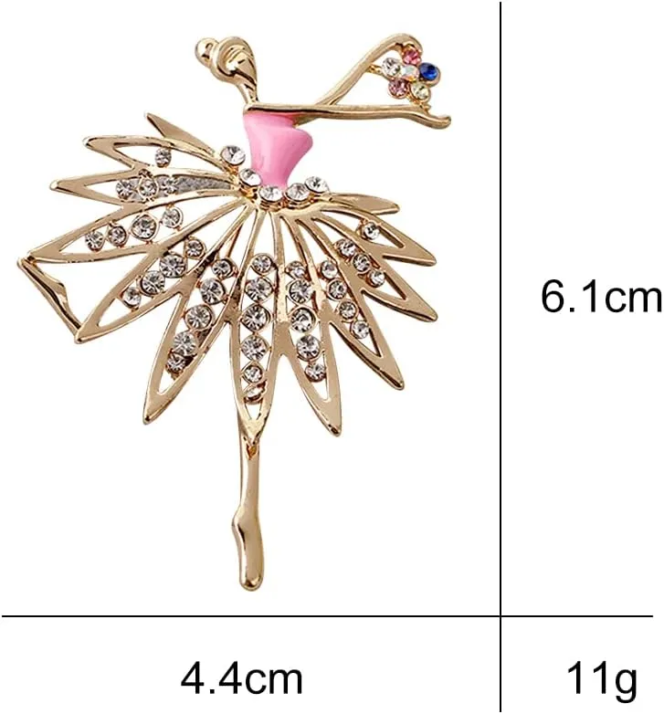 Dancing Girl Brooch Pin Corsage, Sweater Dress Shawl Cute Jewelry Accessory Decor for Birthday Party Christmas Gift